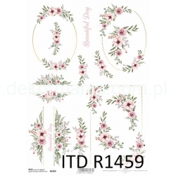 Papier ryżowy A4 R1459 kwiaty , tabliczki, szyld